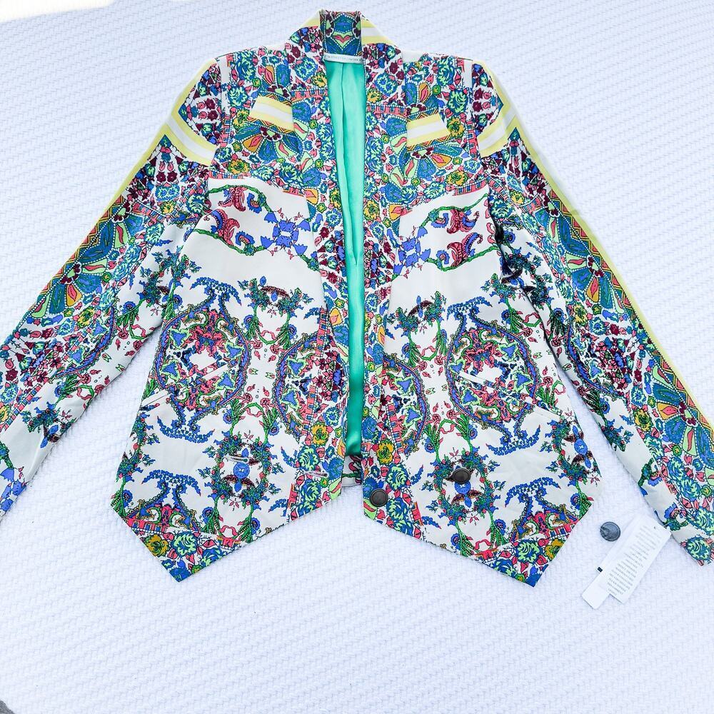 Twelfth Street Cynthia Vincent Patterned SIlk 100% Silk Blazer Size 0 NWT $209